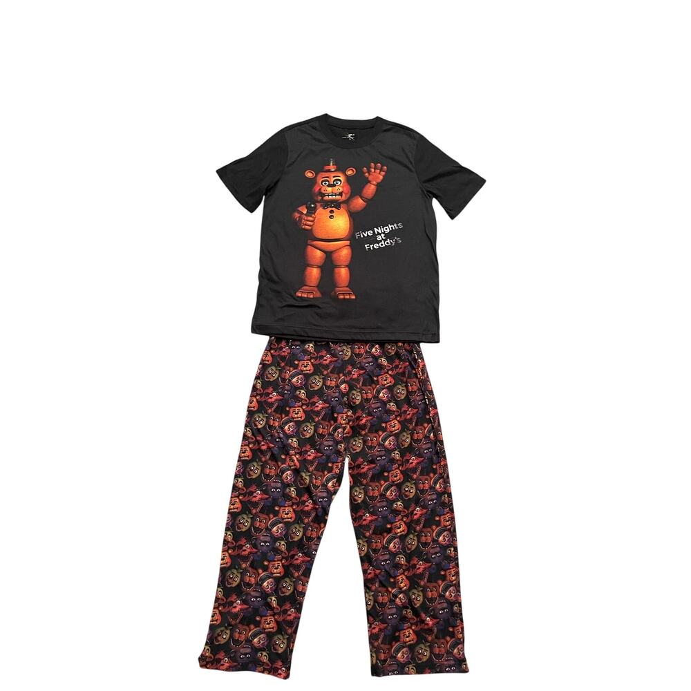 Five nights at Freddys Boys Size 14 Orange Black Pajamas